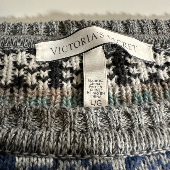 Victoria's Secret Women's Large 100% Cotton Nordic Pattern Cropped Sweater - Picture 4 of 10